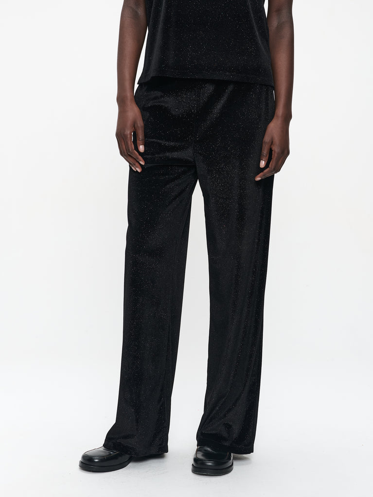 Simone velvet pants | Black shiny