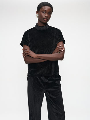 Rayan velvet top | Black shiny