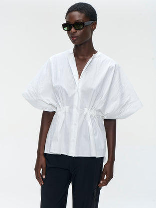 Hiroko cotton mix blouse | White