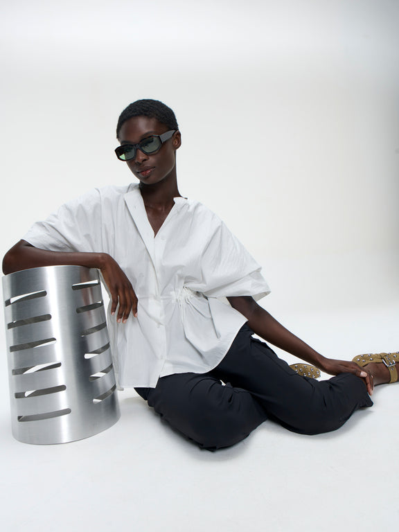 Hiroko cotton mix blouse | White