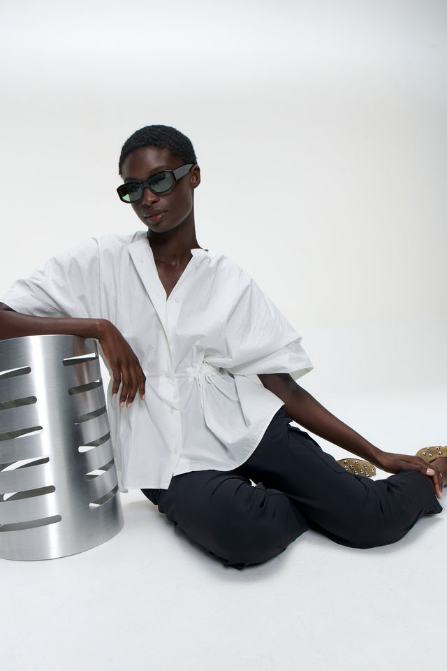 Hiroko cotton mix blouse | White