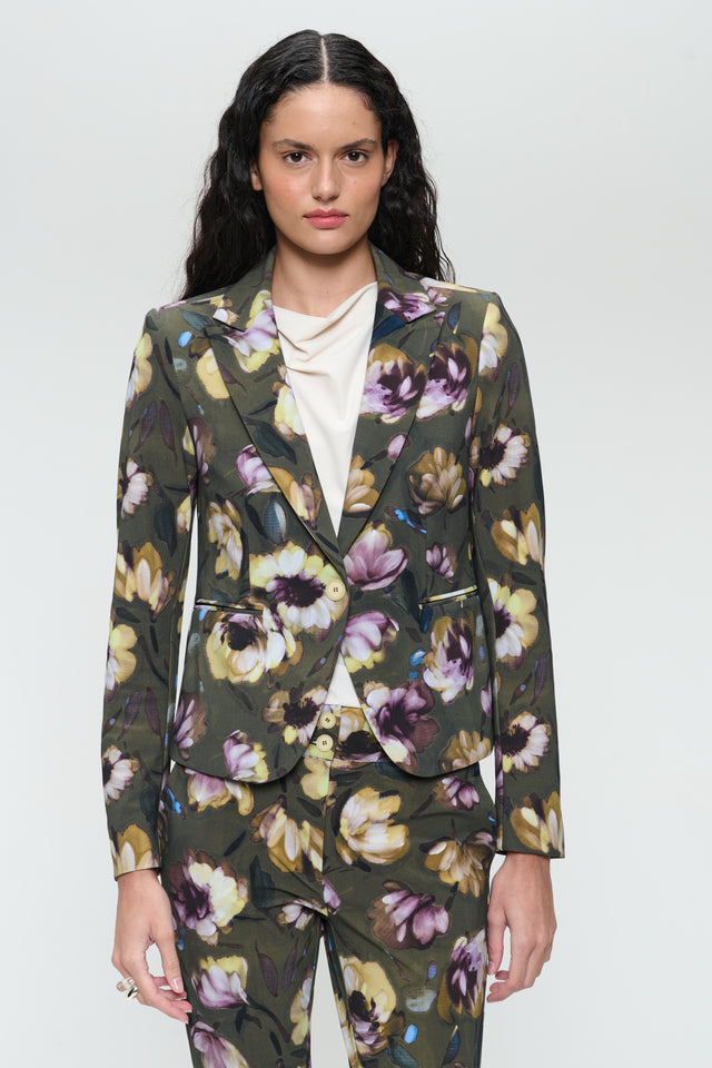 Elvira blazer print technical jersey | Multi Green