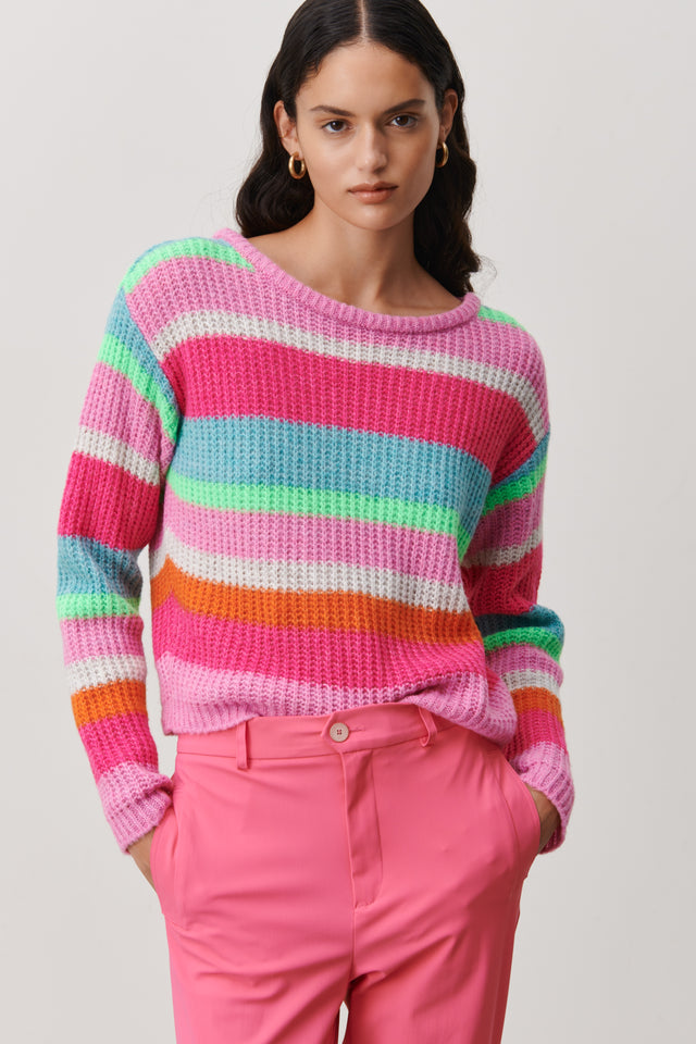 Stripe PU pullover | Multi