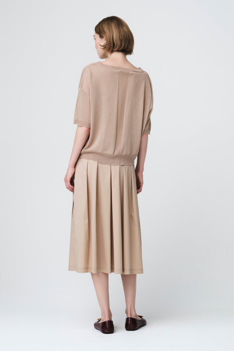 Poplin dubbel mid skirt | Sabbia