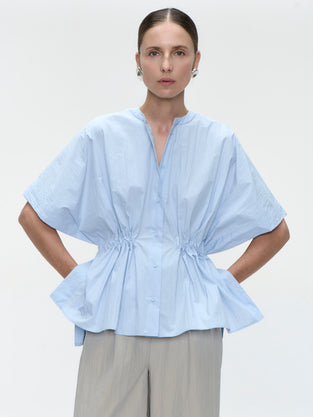 Hiroko cotton mix blouse | Light Blue
