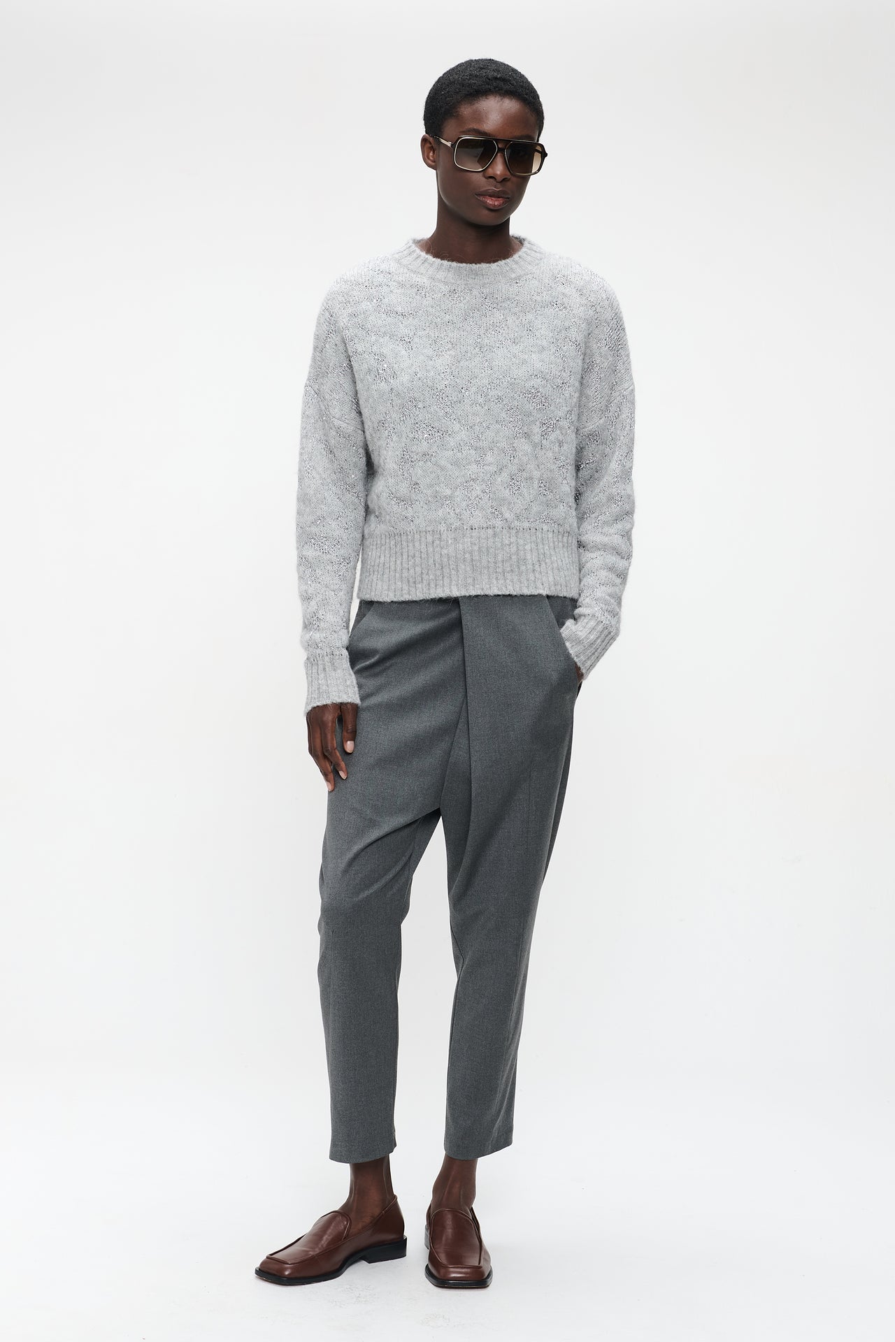 Pullover shiny alpaca H24423 | Silver