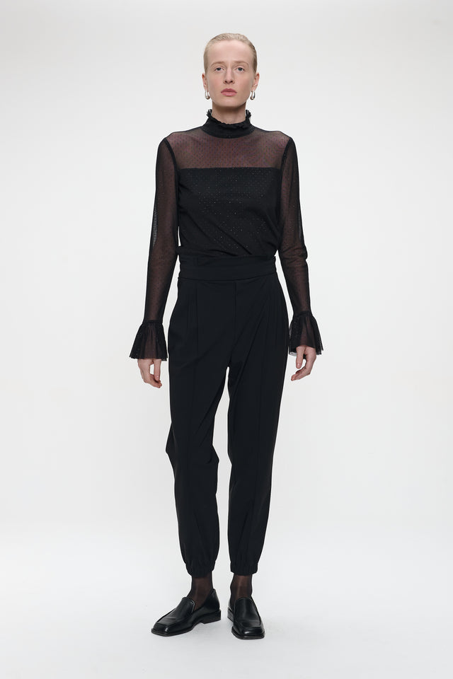 Lori strech technical jersey pants | Black