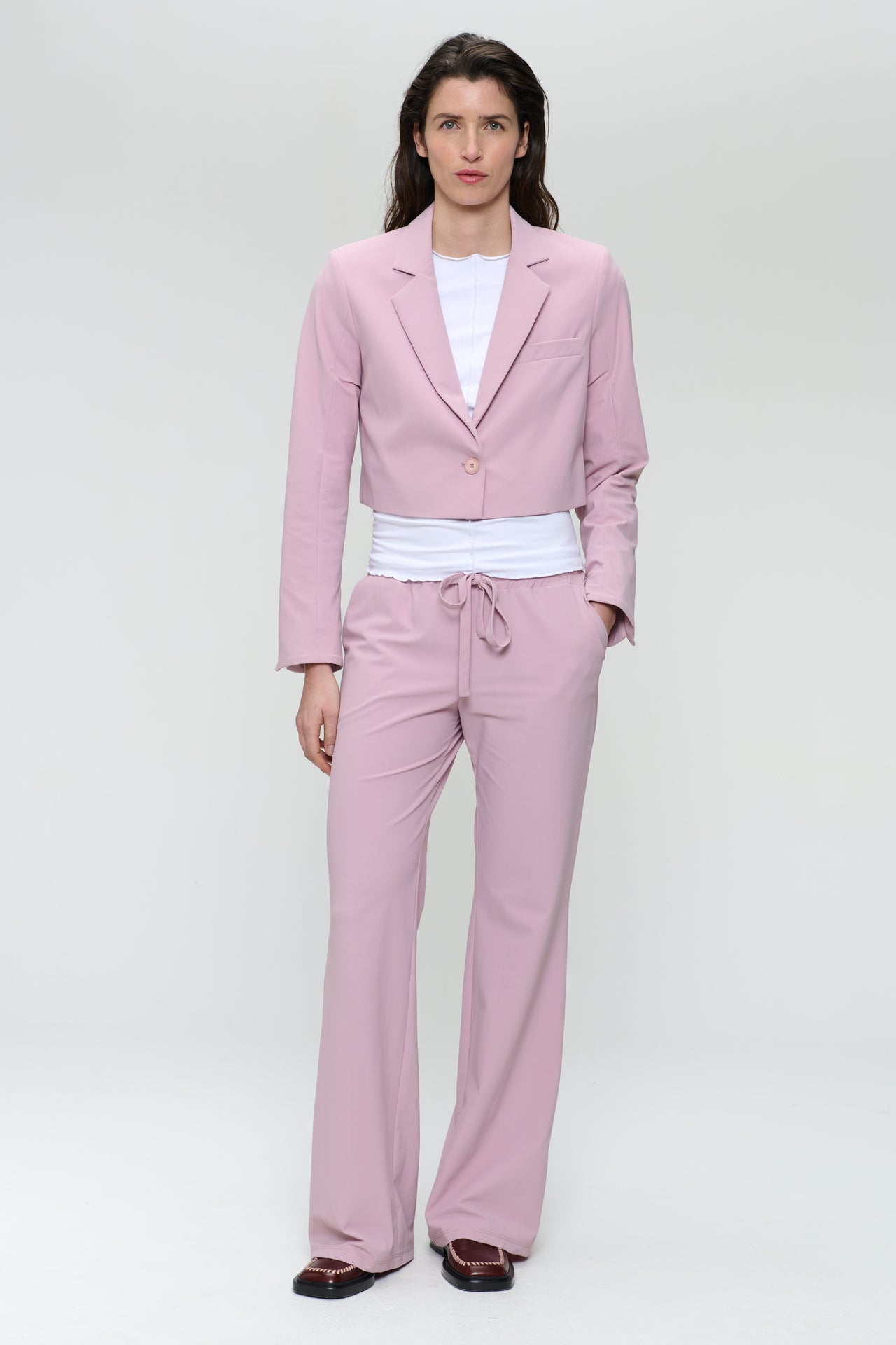 Estele structure technical jersey blazer | Pudra