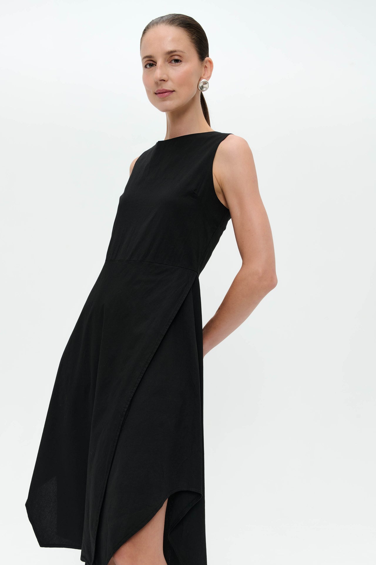Cotton dress T549 | Black