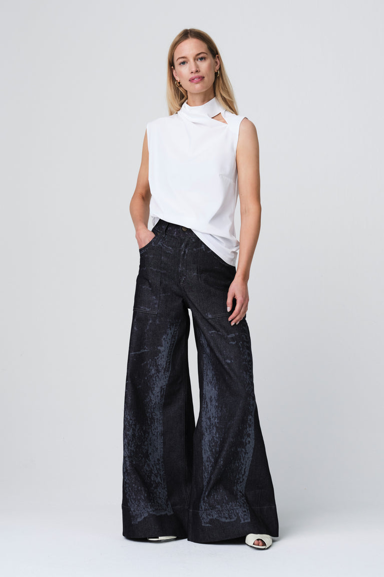 Naomi strech technical jersey top | White