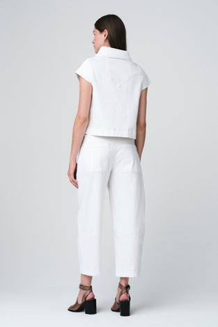 Martinez jeans white vest | Shiny White