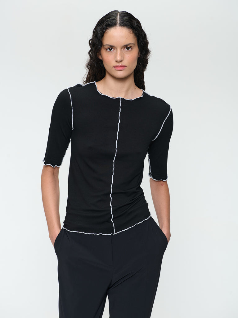 Jordan strech viscose top | Black White