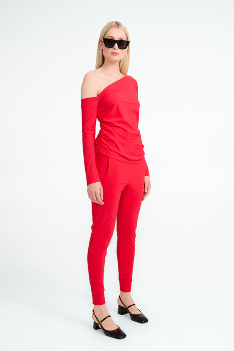 Lidia strech technical jersey top | Red