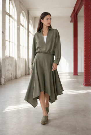 Dina viscose double blouse | Green
