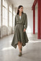 Marta asymmetrical viscose skirt | Green