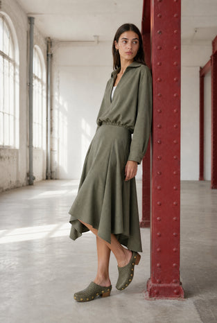 Dina viscose double blouse | Green