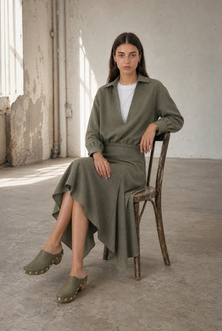 Dina viscose double blouse | Green