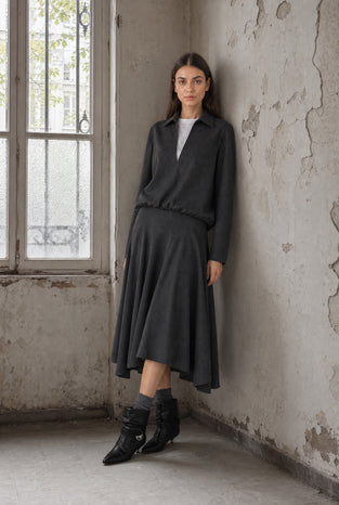Dina viscose double blouse | Anthracite