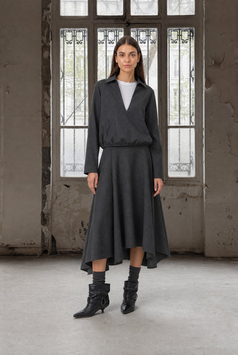 Marta asymmetrical viscose skirt | Anthracite