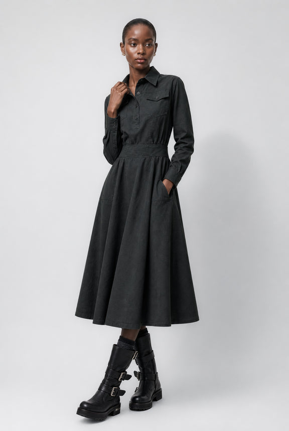 Amara polon shirt dress | Anthracite