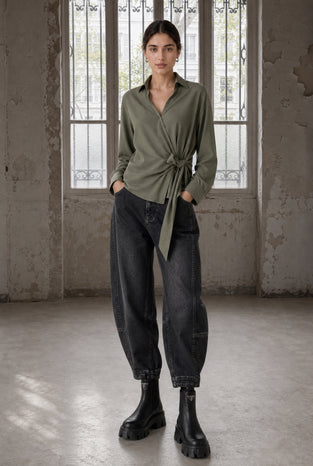 Vivi lyocell knot blouse | Army