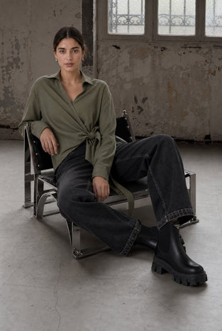 Vivi lyocell knot blouse | Army