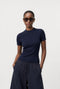 Rina rib knit top | Dark Blue