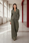 Lean wide-leg pants | Green Melange