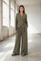 Lean wide-leg pants | Green Melange