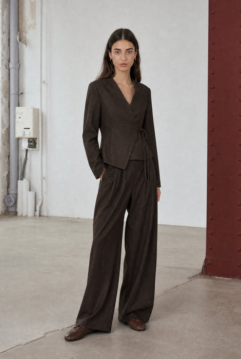 Lean wide-leg pants | Dark Brown