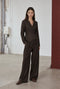 Lean wide-leg pants | Dark Brown