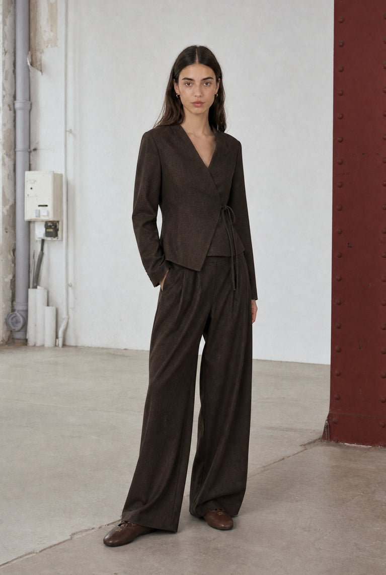 Lean wide-leg pants | Dark Brown