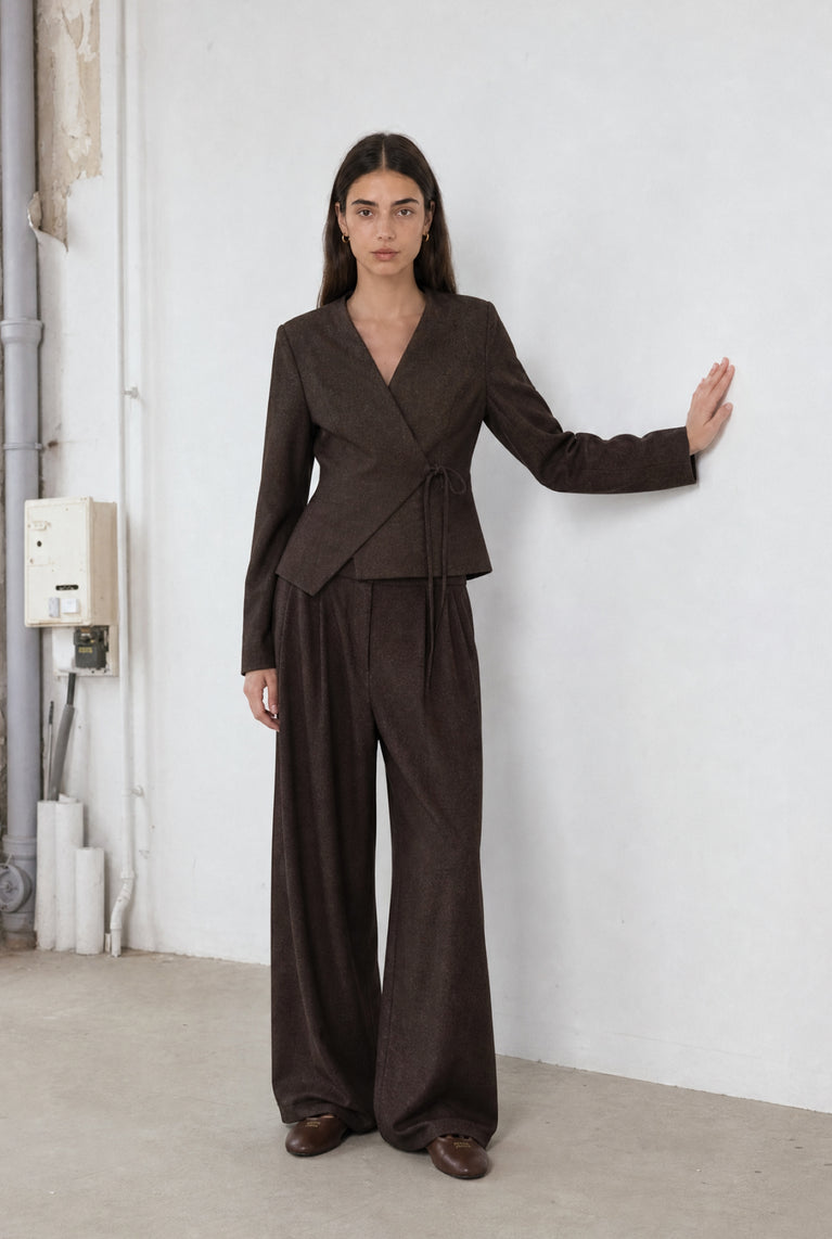 Lean wide-leg pants | Dark Brown
