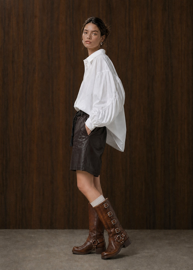 Adelina cotton oversized blouse | White