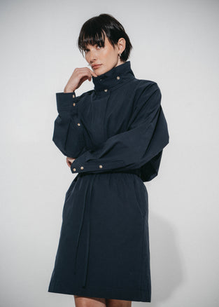 Alba poplin midi dress | Dark Blue
