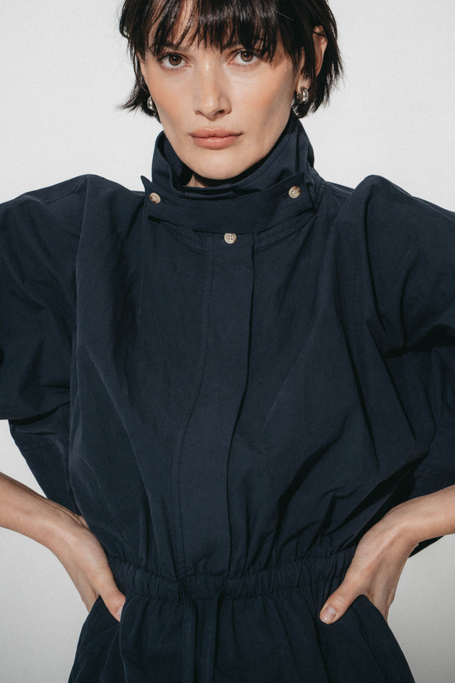 Alba poplin midi dress | Dark Blue