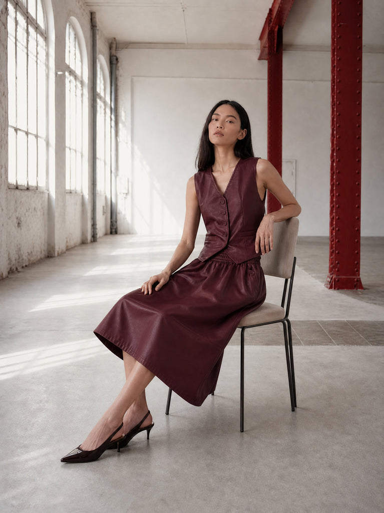 Arian eco leather vest | Bordo