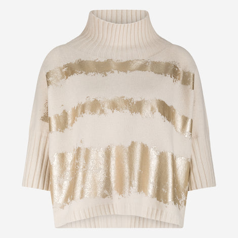 Pullover gold print NB2404 | Beige Gold