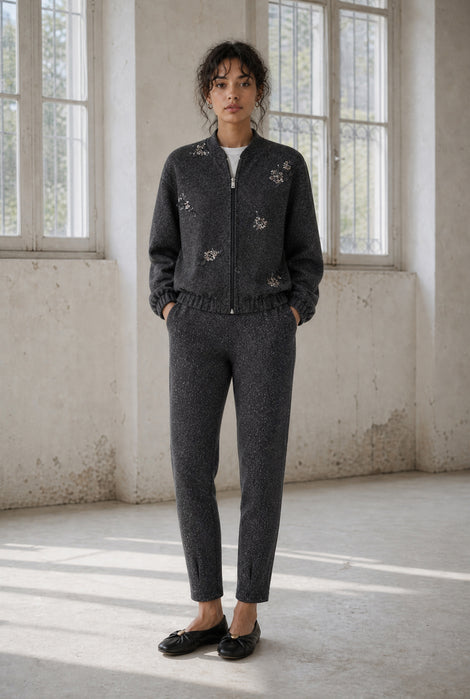 Urbino viscose blend pants | Black Melange