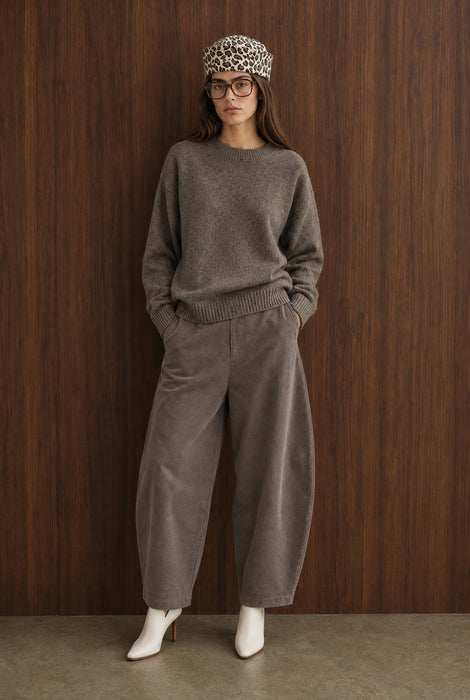 Velvety wool blend pullover | Toupe