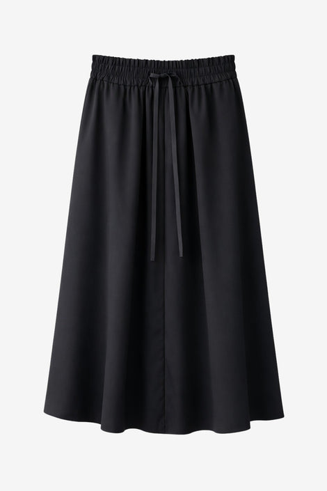 Poplin long skirt | Black