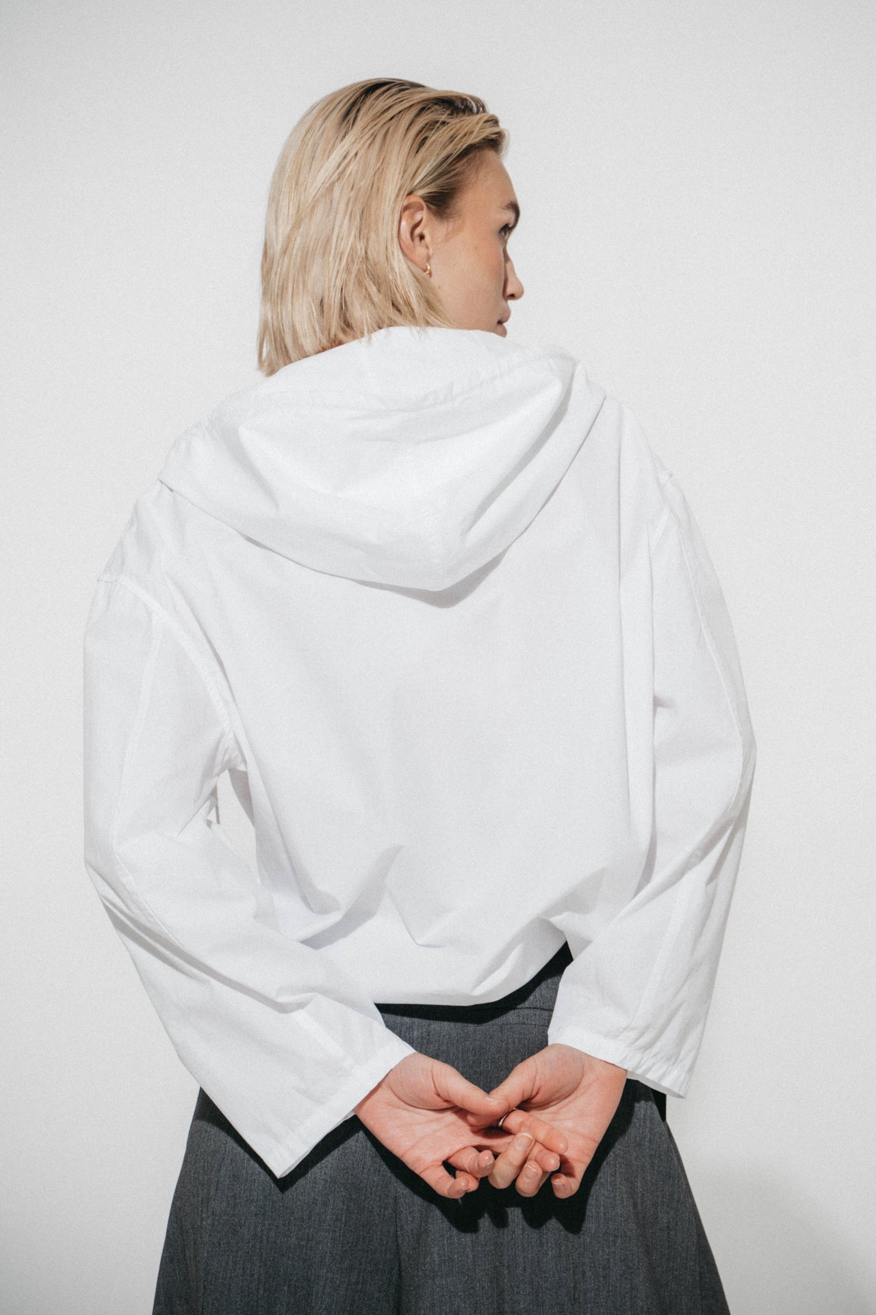 Clio hoodie zipper blouse | White