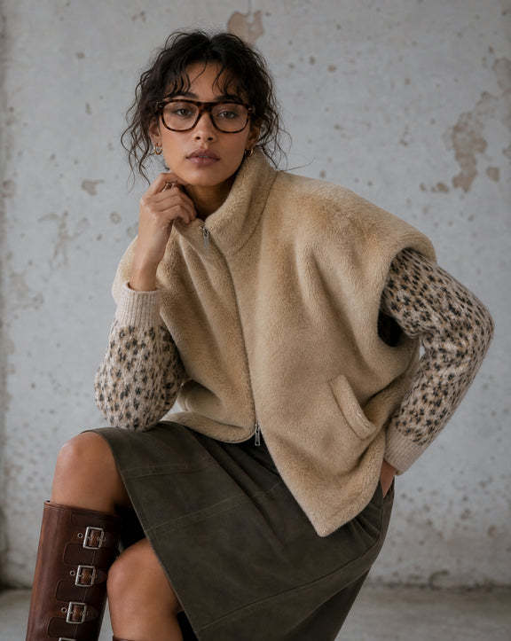 Faux fur Vest MKR 42064 | Camel