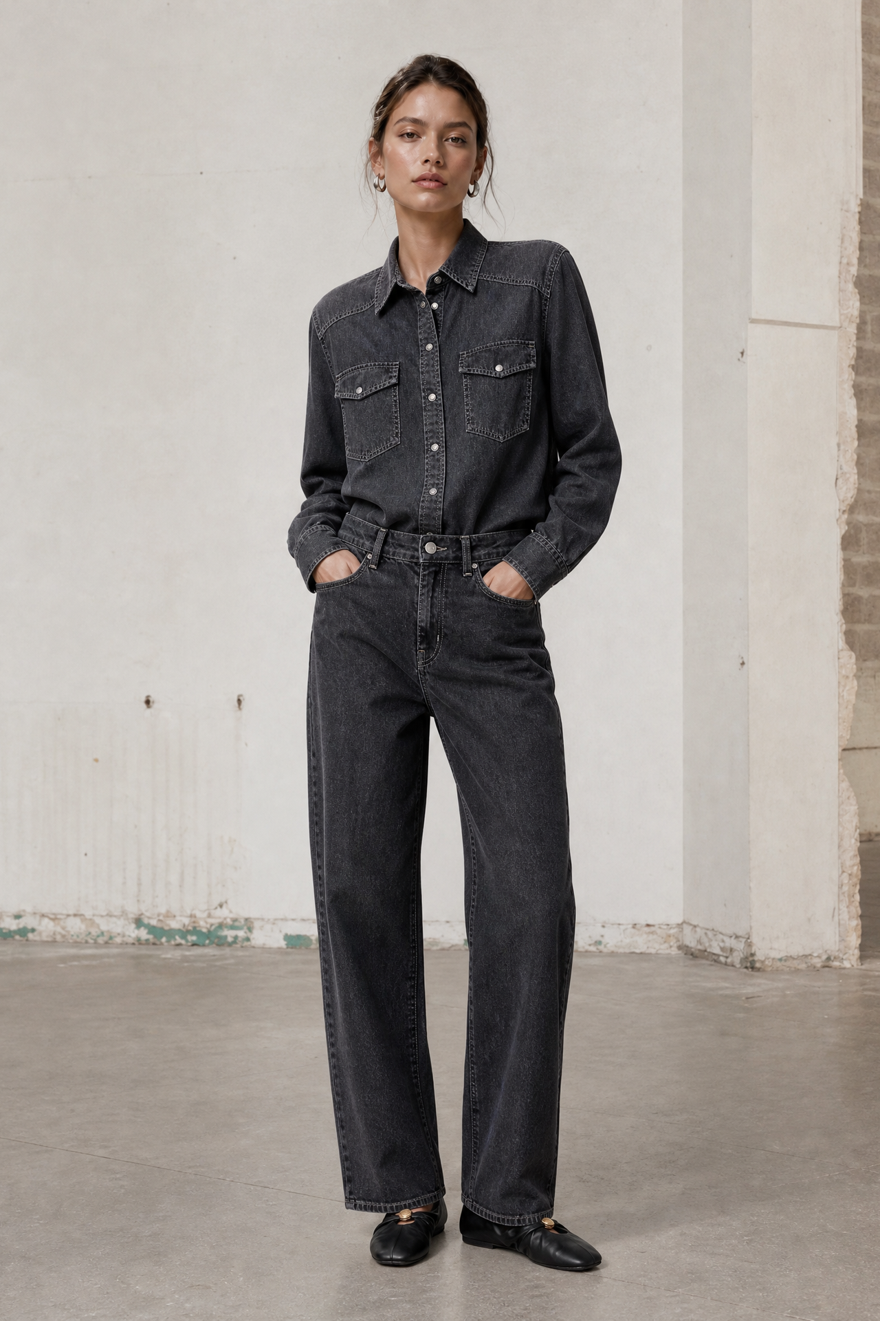 Jessie every-wear Baggy jeans | Faded Black