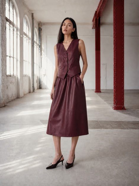 Arian eco leather vest | Bordo