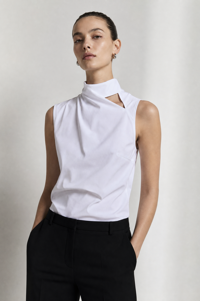Naomi strech technical jersey top | White