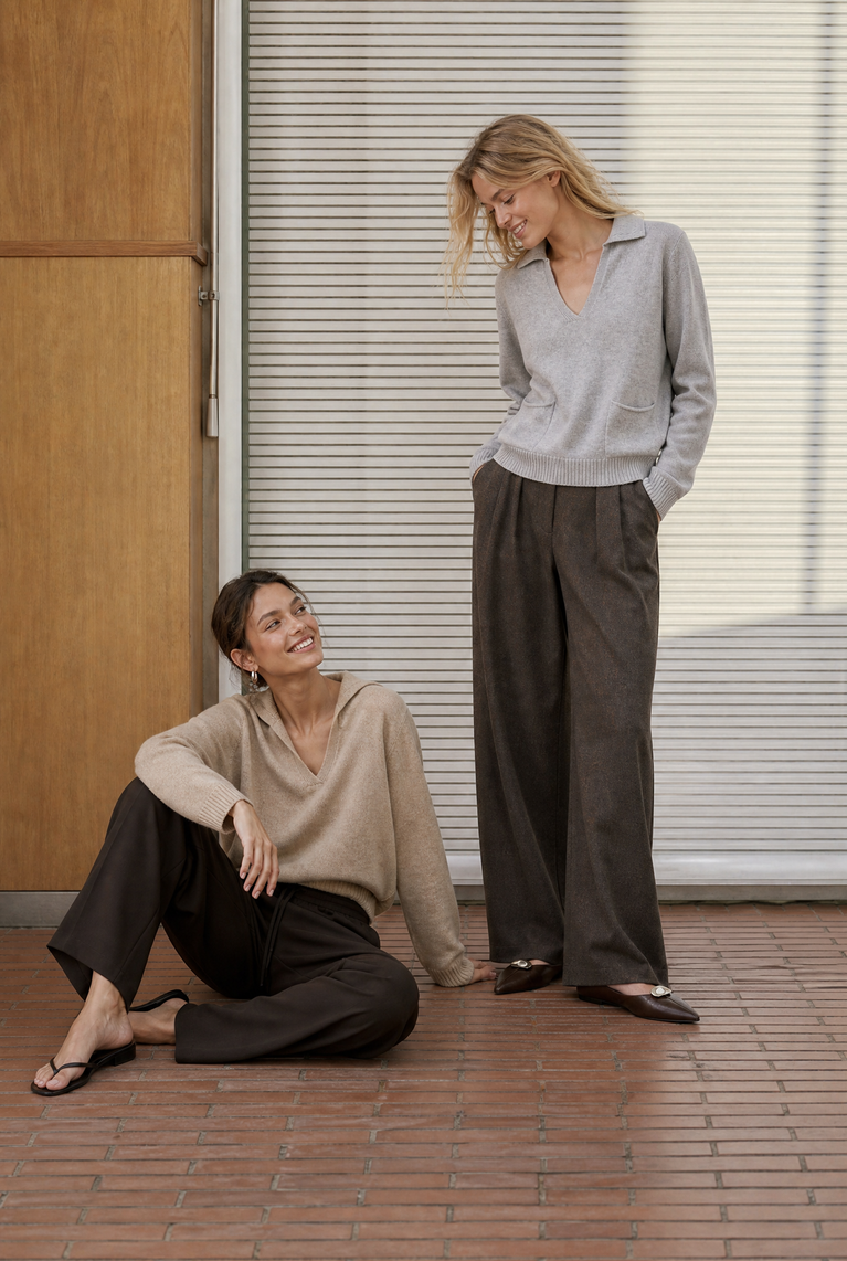 V-neck dyed viscose pullover NB2310 | Light Grey