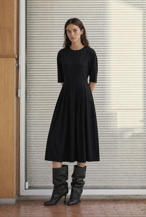Heide tech jersey dress LS | Black