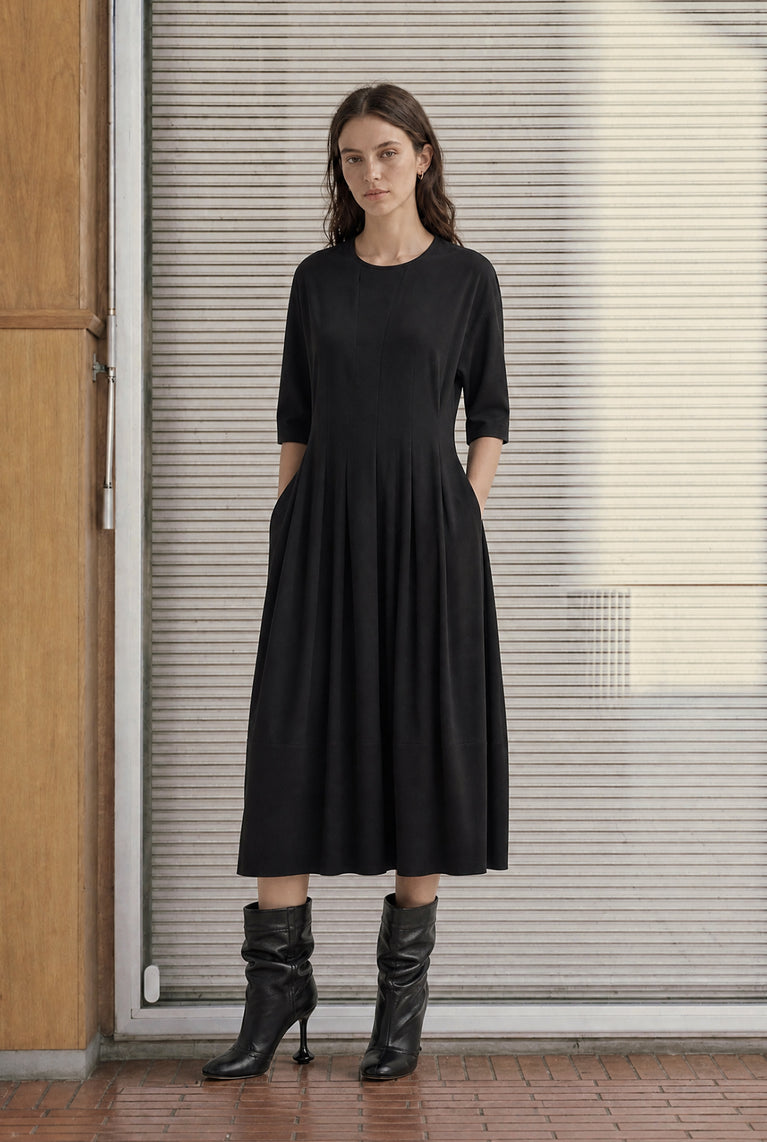 Heide tech jersey dress LS | Black