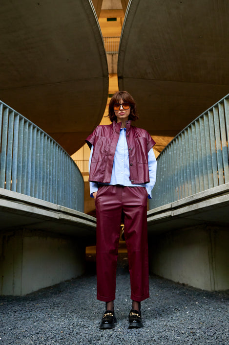 Paola eco leather blouse | Bordo